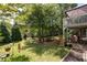 Well-manicured backyard with lush green grass and a patio area at 737 Dushea Nw Ct, Kennesaw, GA 30144