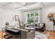 Bright living room with coffered ceilings, large windows, and comfortable seating arrangements at 132 Olympic Pl, Decatur, GA 30030