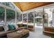 Screened porch with comfortable seating and a view of the backyard at 4044 Kenway Se Pl, Smyrna, GA 30082