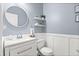 Clean and modern bathroom with a vanity, toilet, and stylish decor at 1156 Cotton Gin Ct, Lawrenceville, GA 30045