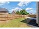Spacious fenced backyard with lush green grass and a newly mulched flower bed provides ample space for outdoor activities at 3625 New River Ct, Cumming, GA 30040