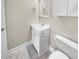 Cozy half bathroom with white vanity, updated fixtures, and toilet at 6980 Roswell Rd # J6, Atlanta, GA 30328