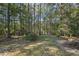 The spacious backyard is surrounded by mature trees, offering both shade and privacy for outdoor activities at 45 Park Place Dr, Covington, GA 30016