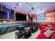 Fun karaoke room with black marble accents, TVs, and stage lighting at 401 Nichols Dr, Suwanee, GA 30024