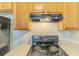 Close up on kitchen stove top and vent hood at 8051 Trinity Park Dr, Riverdale, GA 30296