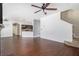 Spacious living room with an open layout, connecting seamlessly to the kitchen and staircase at 3225 Rex Ridge Dr, Rex, GA 30273