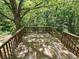 Wooden deck surrounded by beautiful trees and lush greenery at 71 Streamview Trl, Douglasville, GA 30134