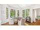 Sunlit breakfast nook with large windows offering serene views and a cozy atmosphere at 150 Park Creek Dr, Alpharetta, GA 30005