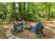 Inviting stone firepit with Adirondack chairs, perfect for outdoor gatherings and enjoying nature at 150 Park Creek Dr, Alpharetta, GA 30005