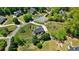 Aerial view of a property with a well-manicured lawn, surrounded by mature trees and located in a serene neighborhood at 4030 Scenic View Ct, Cumming, GA 30028