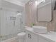 Modern bathroom showcasing a glass shower, vessel sink, and stylish tile accents at 4030 Scenic View Ct, Cumming, GA 30028