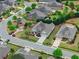 Aerial view showcasing a neighborhood with manicured lawns and common areas at 4815 Amble Trce, Cumming, GA 30040
