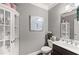 Tastefully decorated powder room with stylish decor, a modern sink, and ample storage for guests at 4815 Amble Trce, Cumming, GA 30040