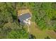 Stunning aerial view of a home surrounded by mature trees, showcasing a long driveway and well-maintained property at 552 Steels Bridge Rd, Canton, GA 30114