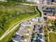 Aerial view showcasing the community's layout with a pool, walking trail, green spaces, and modern residences at 6775 Pippin Walk, Alpharetta, GA 30005