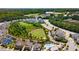 Beautiful aerial view of the community with lush green spaces, a swimming pool, and well-maintained homes at 4020 Declaration Dr, Roswell, GA 30076