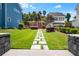 Beautifully landscaped front yard with a stone pathway and lush greenery at 4020 Declaration Dr, Roswell, GA 30076