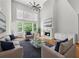 Spacious living room with high ceilings, fireplace, large windows, and comfortable seating at 4746 Chamblee Dunwoody Rd, Atlanta, GA 30338
