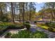 Picturesque backyard view with mature trees, lush landscaping, and a tranquil pond at 3 Demorest Ne Ave, Atlanta, GA 30305
