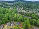 Scenic aerial view of a lush, green neighborhood with mature trees and well-maintained homes nestled in a wooded area at 4592 Planters Hill Dr, Powder Springs, GA 30127