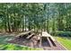 Charming picnic area with multiple picnic tables, nestled amongst mature trees and green lawn at 5620 Preserve Cir, Johns Creek, GA 30005