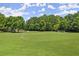 A large, green soccer field surrounded by trees, featuring soccer goals, perfect for outdoor activities at 5620 Preserve Cir, Johns Creek, GA 30005