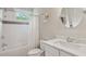 Clean and well-maintained bathroom features a subway tile shower, single vanity, and functional fixtures and features at 519 2Nd Ave, Decatur, GA 30030