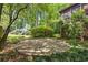 Paver patio surrounded by lush landscaping and mature trees in the backyard at 3200 Turtle Lake Se Ct, Marietta, GA 30067