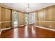 Dining room with hardwood floors, large windows and chandelier at 3200 Turtle Lake Se Ct, Marietta, GA 30067