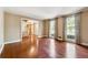 Open living room with hardwood floors and staircase to upper level at 3200 Turtle Lake Se Ct, Marietta, GA 30067