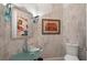 Modern powder room with glass sink and textured wall details at 3344 Peachtree Ne Rd # 3601, Atlanta, GA 30326