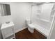 Updated bathroom with a shower and new vanity at 1950 Matthew Way, Lithonia, GA 30058