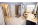 Beautiful bathroom with a tiled shower, soaking tub, and granite countertops for a luxurious feel at 6147 Pritchett Dr, Powder Springs, GA 30127