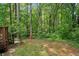 Private backyard and lush, wooded landscape at 682 Leighton Way, Stone Mountain, GA 30088