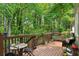 Charming wooden deck with outdoor seating amidst a serene wooded setting at 682 Leighton Way, Stone Mountain, GA 30088