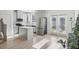 Modern kitchen with stainless steel appliances, gray cabinetry, and an island at 5853 Greystone Dr, Lithonia, GA 30058