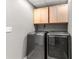 Laundry room with modern washer and dryer, and cabinetry for storage at 3607 Anna Nw Ln, Kennesaw, GA 30144