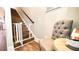 Stairway with stained wood steps and white railings at 109 Red Fox Dr, Dallas, GA 30157