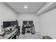 Finished basement home office with dual monitors at 3095 Willow Park Dr, Dacula, GA 30019