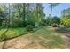 Expansive backyard with a garden, lush trees, and green lawn, offering a serene outdoor setting at 723 Monticello Se Way, Marietta, GA 30067
