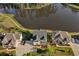 Aerial view of single Gathering homes with lush landscaping and a view of the lake at 2201 Old Dallas Sw Rd, Marietta, GA 30064