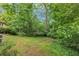 Secluded backyard surrounded by lush greenery, offering privacy and a tranquil outdoor setting at 2952 Mcafee Rd, Decatur, GA 30032