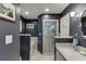 Stylish bathroom with gray walls, featuring a walk-in shower and a soaking tub at 3460 Wycherly Ne Ct, Brookhaven, GA 30319