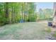 Spacious backyard with mature trees and a storage shed, offering privacy and ample space at 554 Cana Of Galilee Ct, Tucker, GA 30084