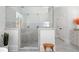 Elegant bathroom boasts a spacious glass shower with dual shower heads and stylish tile work at 4370 Freys Farm Nw Ln, Kennesaw, GA 30152