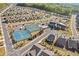 Aerial view of a community featuring a clubhouse and tennis courts at 503 Forest Ln, Canton, GA 30114