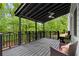 Enjoy wooded views from this large covered back porch with ceiling fan at 6659 Manoleta Dr, Lithonia, GA 30038