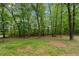 A view of the home's expansive backyard featuring a lush canopy of trees at 6659 Manoleta Dr, Lithonia, GA 30038
