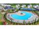 An aerial view features a resort-style community pool and tennis courts with lounge chairs and landscaping at 3180 Andover St, Cumming, GA 30028