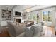 Cozy living room featuring a fireplace, built-in shelves, and an abundance of natural light at 1141 Ragley Hall Ne Rd, Brookhaven, GA 30319